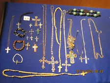 Vtg Lot Cross Pendant Crucifix Religious Catholic Mixed Metals LOT 11