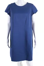 Tony Ward Women's Short Sleeve Knee Length Shift Dress Blue Size 8