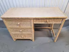 Classic Vintage Henry Link Wicker Writing Desk - Retro Rattan Workstation