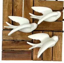 HomArt Set/3 Hanging White Swallow Birds Wall Art Indoor/Outdoor Garden Decor