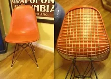 *SALE* EAMES ORANGE COVER WHITE WIRE SIDE SHELL EIFFEL BASE HERMAN MILLER CHAIR!