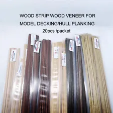 WOOD STRIP WOOD VENEER FOR MODEL DECKING/HULL PLANKING Choice of Sizes -20 Pcs