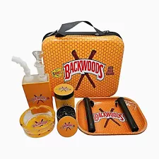 9 Piece Juixe Box Glass Pipe Smokers Kit Bumblee Bee Honey Backwood Edition