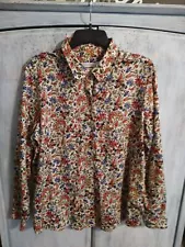 Foxcroft for apple Seeds Floral Print size 16 button-up collared long sleeve top