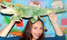 Green Alligator CROCODILE Plush Stuffed Animal 27" LONG REPTILE K&M 2012 TOY S