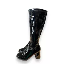 Hippie Knee High Boots Women's Patent Leather GoGo Disco Dancer Shoes Sz 8 EUC