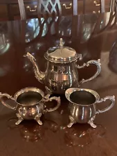 INTERNATIONAL SILVER CO Individual Sz Silver Plated TEA SET Teapot Sugar Creamer