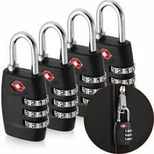 4x TSA Approved Luggage Lock Travel 3 Digit Combination Suitcase Padlock Reset