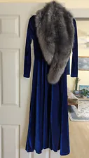 Game of Thrones, Sansa Stark Blue long Dress, Grey fur Collar. Size Small, New.