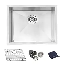 JASSFERRY 23 in. Single Bowl 18 Gauge Stainless Steel Undermount Kitchen Sink