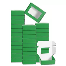 32Pcs Soap Packaging Boxes 2.4x3.3x1.2 Inch with Window(Rectangle, Green)