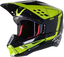 SALE- Alpinestars SM5 Motocross Dirt Bike Helmet, Black and Hi-Vis Yellow, XL