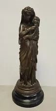 Antique Large 20" French COMEDY Woman Bronze Metal Statue Sculpture Wood Base