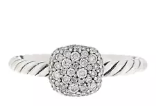 David Yurman Sterling Silver Cable Collection Petite Cushion Diamond Ring