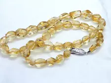 MODERN SECONDHAND REAL CITRINE BEADS NECKLACE SILVER CLASP