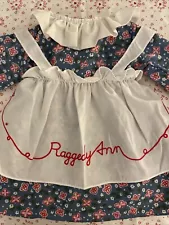 22” Raggedy Ann Doll Replacement Clothes Dress & Embroidered Pinafore Apron 2pcs