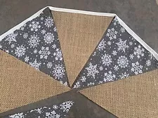 3 FOR 2.CHRISTMAS FABRIC BUNTING DECORATION.SNOWFLAKES.FATHER XMAS.SNOWMAN.