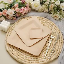 NATURAL BAMBOO 9" Square PLATES Wedding Party Disposable TABLEWARE SALE