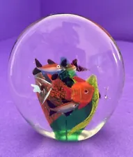 Vintage Oval Murano Style Art Glass Fish Tank Aquarium Paperweight SALE!