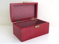 Doll's Red Dome Top Wood Travel Trunk w Red Paper Lining by PR Brooks for Hitty