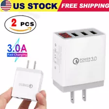 2 PCS Digital Charger 3usb Digital Display Fast Charging Charger Smart Phone US