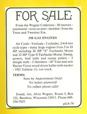 1976 For Sale 30 Tractors Unrestored 150 Gas Engines Vintage Print Ad SV3.