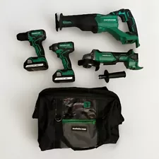 Metabo Hpt Subcompact Kit Drill, Impact, Recip Saw, Grinder, Batteries, Charger