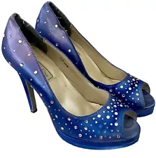 Touch Ups Women’s Royal Blue Platform Stiletto Rhinestone Heels Shoes 9.5M AS IS