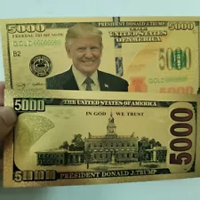 10PC President Donald Trump Colorized $5000 Dollar Bill Gold Foil Banknote