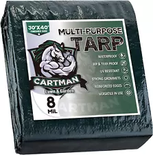 CARTMAN Finished Size 30X40 Feet Waterproof Green Tarp 8 Mil Thick, Multipurpose