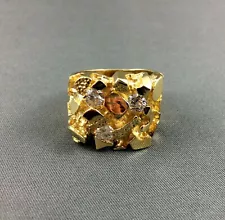 Men's Gold Nugget & Diamond Ring