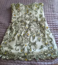 Sherri Hill Prom Dress Size 6 Sequin Beaded Womens Mini Short Whie Silver