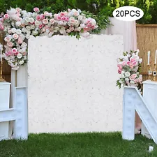 20Pcs Flower Panel Artificial Flower Wall Panel White Flower Backdrop Wall Decor