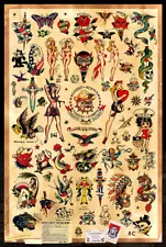 Sailor Jerry Tattoo Flash Poster (Style B) 24x36 inches