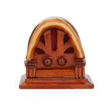 Wood Cathedral Table Radio Miniature Half Round Vintage 1:12 Dollhouse Decor