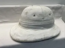 RARE ORIGINAL Antique British Interwar WHITE PITH HELMET By H.A. & E. Smith Ltd