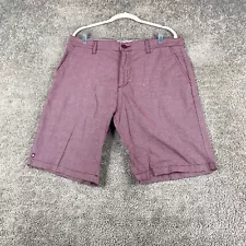 Micros Chino Short Men's Size 34X10 Maroon Slash Pocket Flat Front Cotton Blend