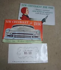 THREE! 1950 Chevy Sales Brochure Booklet Catalog Bel Air Styleline Fleetline