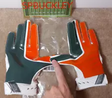 NIKE SUPERBAD 3.0 NCAA MIAMI HURRICANES PADDED FOOTBALL GLOVES, MEDIUM