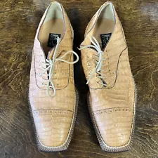 Dee Mens Crocodile Shoes Tan Sz 12 Vtg