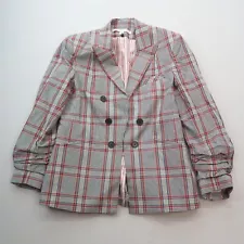 Veronica Beard Womens Caldwell Dickey Jacket Size 10 Red Plaid Blazer