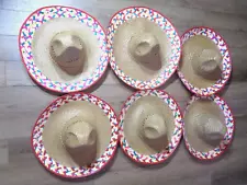 Mexican Sombrero Straw Hats Fiesta Party Summer Costume Assorted Lot 6