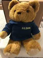 AG Bear With Blue Corduroy Shirt & Voice Box Included - New