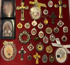 LOT OF 33 CATHOLIC RELIGIOUS RELICS FROM NUNS CONVENT