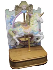 1990 Carousel Horse Unicorn with Mirror - Jack Hou Giftec Plays Carousel Waltz