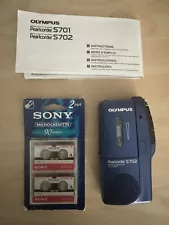 Olympus Microcassette Voice Recorder Pearlcorder S702 Blue Tested 2 Speed