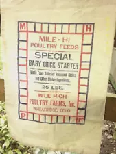 Vintage Mile Hi Poultry Feeds 25 lb Unused Feed Sack-Wheatridge, Colo