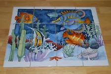 Jeffrey Court 12 Piece Fish Mural Mosaic Tiles for Backsplash or Counter