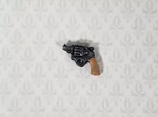 Dollhouse Snub Nose Revolver Handgun 1:12 Scale Miniature Prop Painted Metal Gun