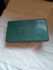 Antique Pocket Tackle Box Metal Green Vintage Estate 1940's Fishing Collectible